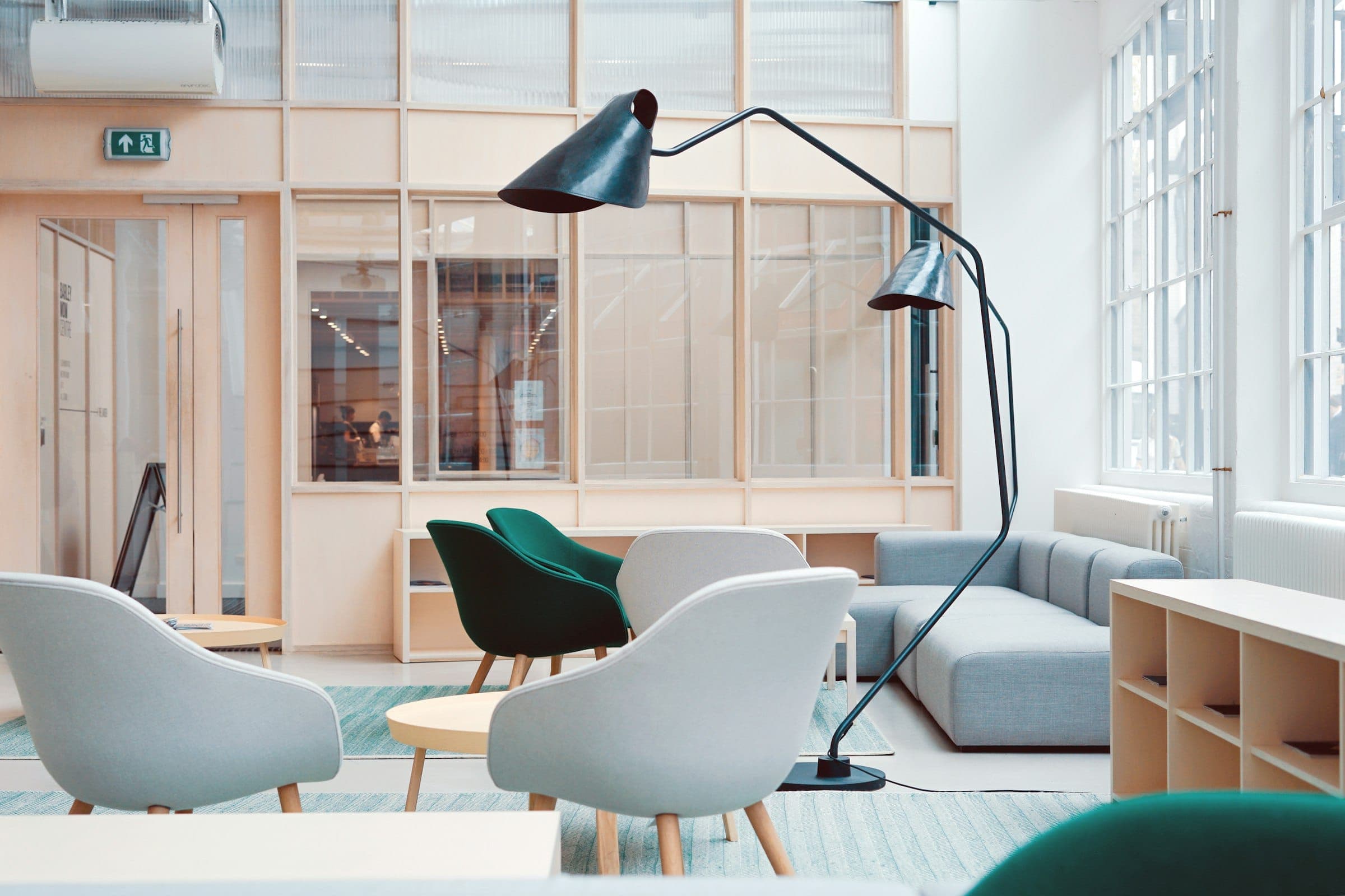 Chairs set in a quiet room for a conversation