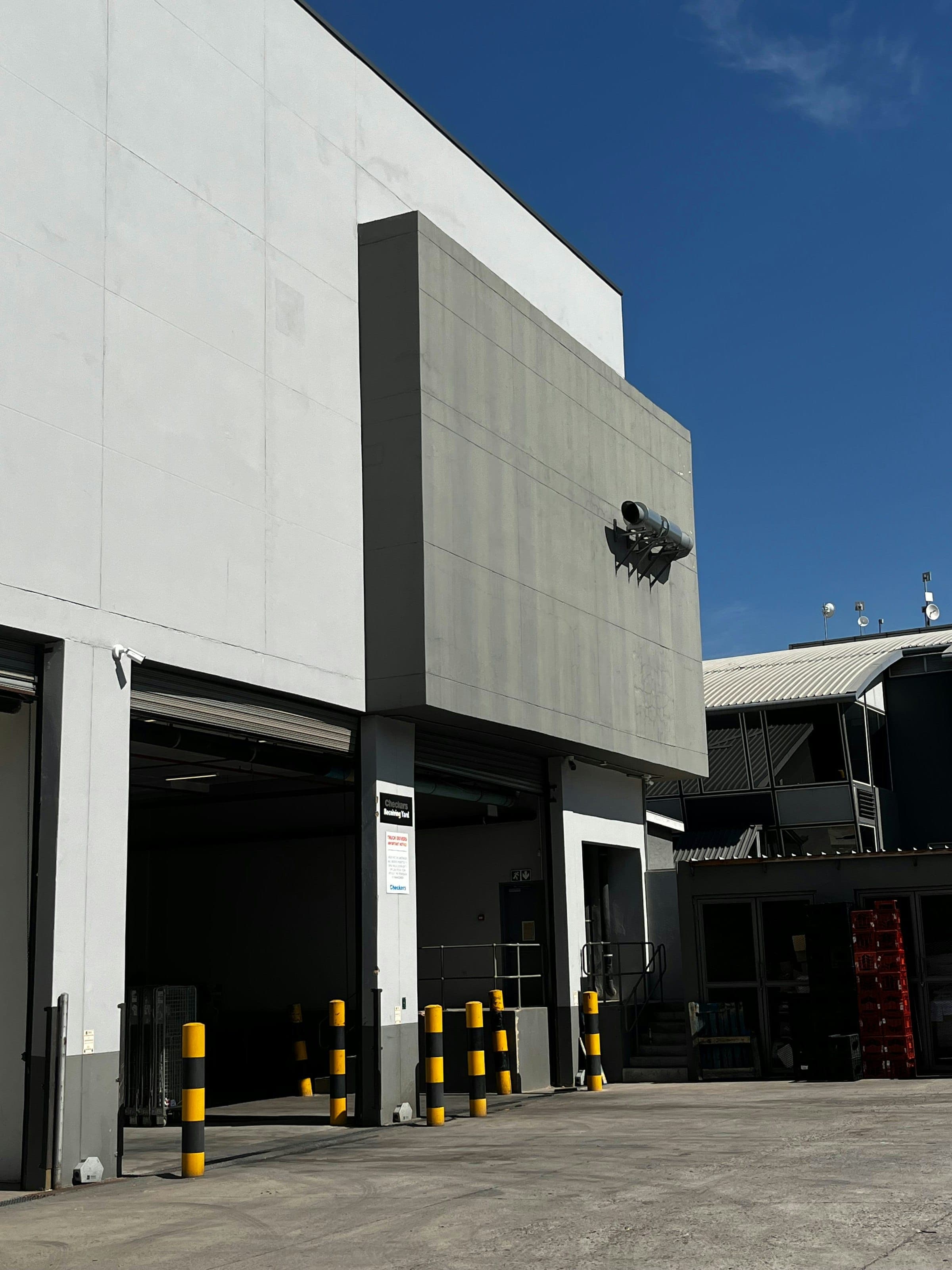 The loading yard of a commercial warehouse